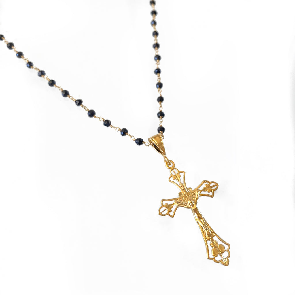 Black Onyx Cross Necklace