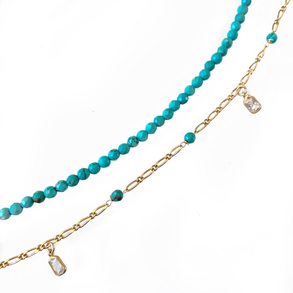 Turquoise and Pearl Anklet Set