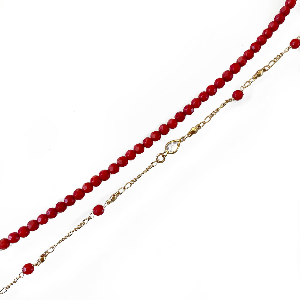 Coral CZ Anklet Set