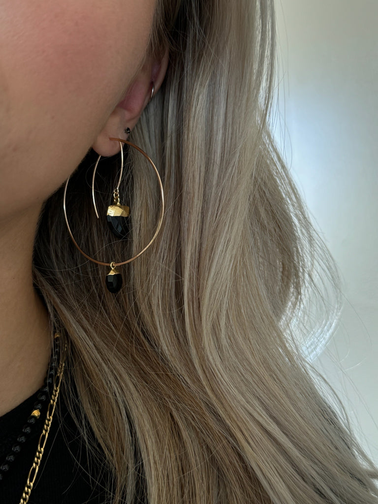 Black Onyx Hoops